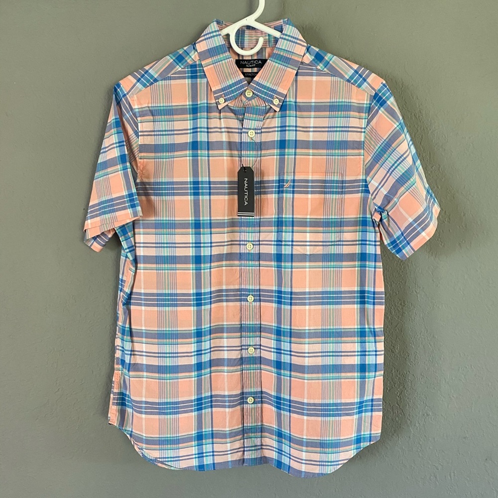 Nautica mens size small short sleeve button down